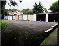 Row of lockup garages, Fields Avenue, Pontnewydd, Cwmbran in NP44 1AP