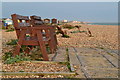 Benches on the beach, Hayling Island in PO11 0AQ