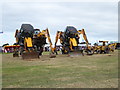 St Mawgan steam rally - JCB guard of honour in TR8 4EZ