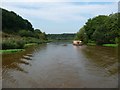 Narrowboat heading downstream, Weaver Navigation in CW9 5LA