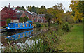 Narrowboat moored along the Grand Union Canal in LE18 4PS