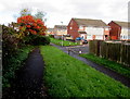 Footpaths converge near Fouracres Close, Barry in CF63 2FL