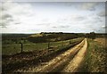 Looking west along track near Oare Hill, Wiltshire in SN8 4DX