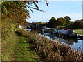 Narrowboats moored along the Ashby Canal in CV13 0BS