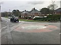 Silverdale: mini-roundabout outside Heritage Park in ST5 6RS