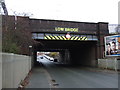Low railway bridge over Gresty Road (B5071) in CW2 6LU