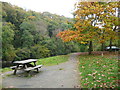 Picnic table at the riverside car park, Cilgerran in SA43 2RZ