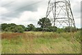 Fields and pylon by the former railway line in SP6 1LY