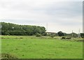 View from a Plymouth-Exeter train - fields and pylons near the M5 in EX6 8TB