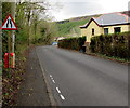 Warning sign - road narrows, Lletty Dafydd, Clyne in SA11 4BT