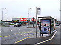 Bus stop at the saddle junction, Wigan in WN5 0UH