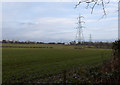 Electricity pylon with the M60 beyond in Simister