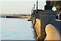 Ornamental wall and lights along the edge of Poole Harbour in BH14 8LD