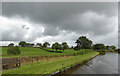 Farmland and canal at Hampton Bank, Shropshire in SY12 0PP