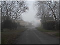 North Fen Road, Glinton, on a foggy day in PE6 7JN