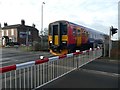 Class 153 DMU at Finningley level crossing in DN9 3AA