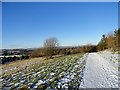 Snow covered footpath in DH8 5RQ