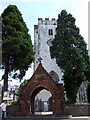St Peter's tower and lychgate in SA31 1NP