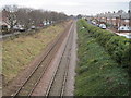 Sunderland-Seaham railway line, north of Spelter Works Road bridge in SR2 8SH