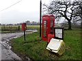 Crux Easton: postbox № RG20 40 and phone box in RG20 9QG