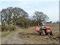 Manitou Telehandler parked by farm track in Chigwell with Lambourne Ward