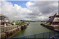 Marina and Preston Docks from Ribble Steam Railway bridge in PR2 2FS