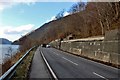 A stretch of massive retaining wall between A85 road and the Oban railway above in PA33 1AW