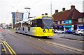 Manchester Metrolink tram No. 3092 in Hollyhedge Road, Wythenshawe, Manchester in M22 8HH