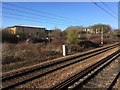 View from a Peterborough-London train - Industrial buildings, Stevenage in Roebuck Ward