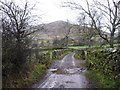 Bridleway crossing a fault line hidden under glacial deposits in CA16 6DF