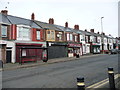 Bus stop and shops on Stanhope Road in NE34 0YB
