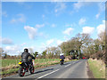 Bikers approaching the junction of Mains Lane and Hall Lane, Bispham in L40 3AB