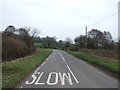 Approaching a bend on Howe Green Lane in CV7 8AW
