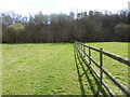Footpath on field edge goes south towards woodland in BN8 4ET