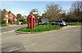 Triangle in Highmoor Cross with telephone box and bus shelter in RG9 5YN