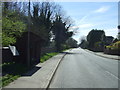 Bus stop and shelter on Bond End, Yoxall in DE13 8NQ