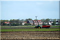 Tractor in fields off New Cut Lane, Halsall  in PR8 4NA
