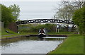 Narrowboat passing under the Dudley Port Roving Bridge in B69 3NG
