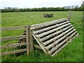 Wooden fence and sheep pasture east of Warkton in Warkton