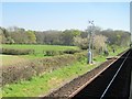 View from a Southampton-Salisbury train - Farm crossing near Awbridge in SO51 0ED