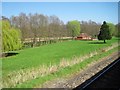 View from a Southampton-Salisbury train - Fields near East Dene in East Dean