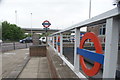 View of London Underground roundels at Redbridge Station in IG4 5BD