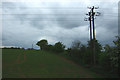 Crop field and power lines near Thorington Hall in IP9 2AP