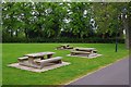 Picnic tables in Dartmouth Park, West Bromwich in B70 6UA