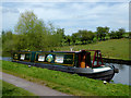 Narrowboat waiting to use Botterham Locks in Staffordshire in DY3 4LW