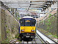 Train leaving Dalmarnock railway station in G40 3GZ