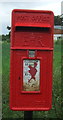 Close up, Elizabeth II postbox on Chapel Road in IP30 0LN