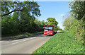 Number 8 bus approaching on Mere Lane from Ashby Parva direction in LE17 4UE