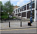 Long bench in Tredegar town centre in NP22 4NR