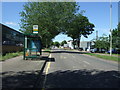 Bus stop and shelter on Works Road, Letchworth in SG6 1BU